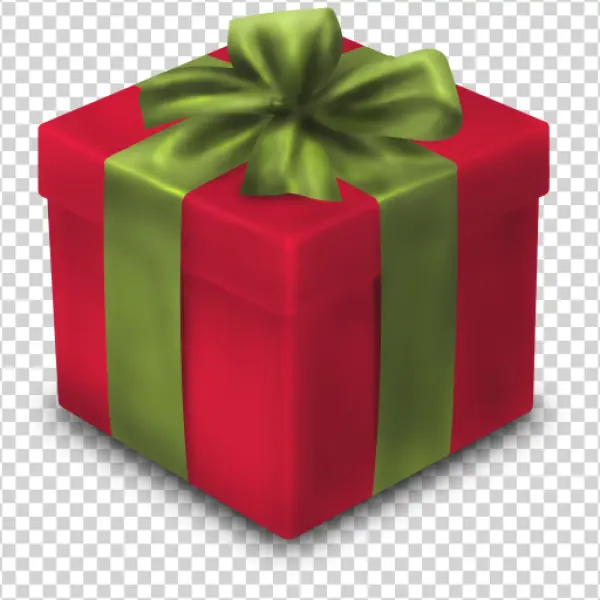 Red Gift Box with Green Ribbon PNG Transparent Background
