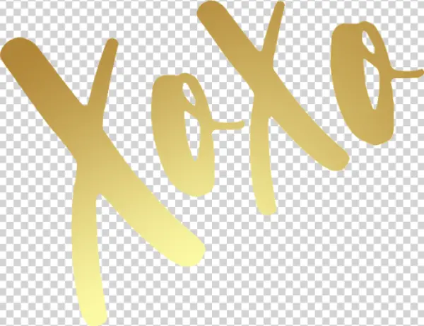 Golden XOXO Text Transparent Background