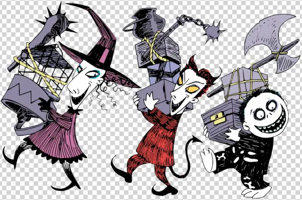 Lock Shock and Barrel Carrying Spooky Objects PNG