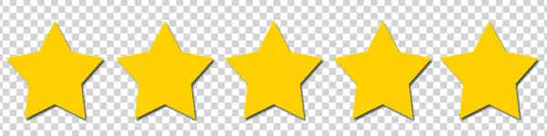 Five Golden Stars Rating PNG Transparent Background