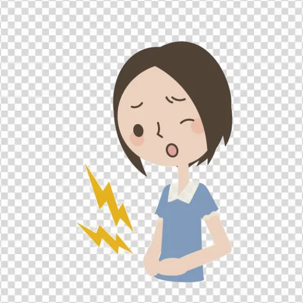 Cartoon Woman with Stomach Pain PNG Transparent