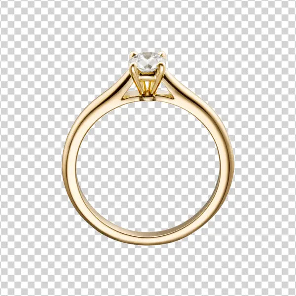 Golden Diamond Engagement Ring PNG Transparent Background