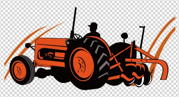 Orange Farming Tractor PNG Transparent