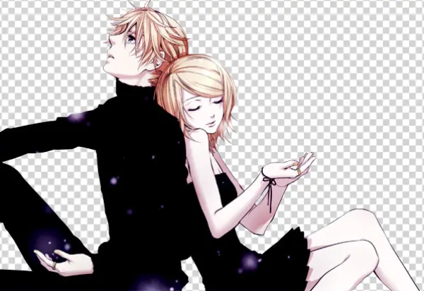 Anime Couple Back-to-Back Transparent PNG