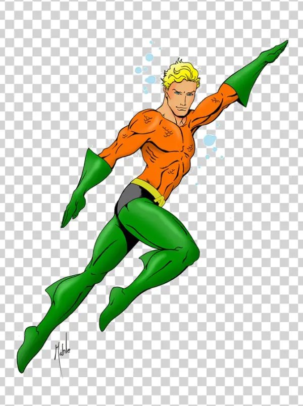 Aquaman Superhero Illustration PNG Transparent Background