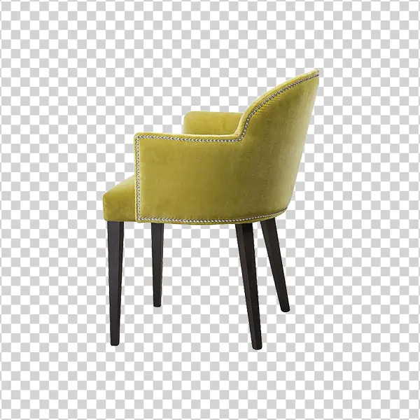 Elegant Olive Green Velvet Armchair PNG Transparent Background