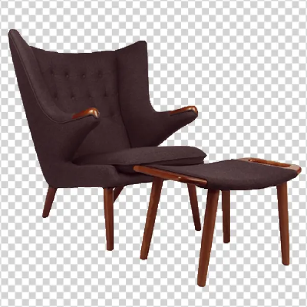 Mid-Century Modern Armchair and Ottoman PNG