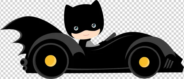 Cartoon Batman in Batmobile PNG Transparent Background