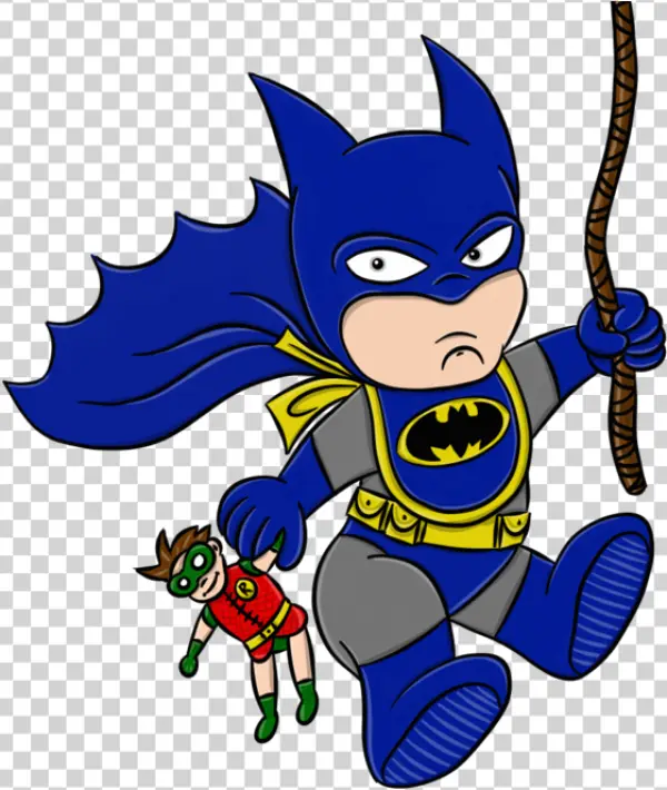 Chibi Batman Holding Robin PNG Transparent