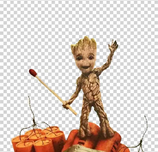 Baby Groot with Dynamite and Match PNG Transparent
