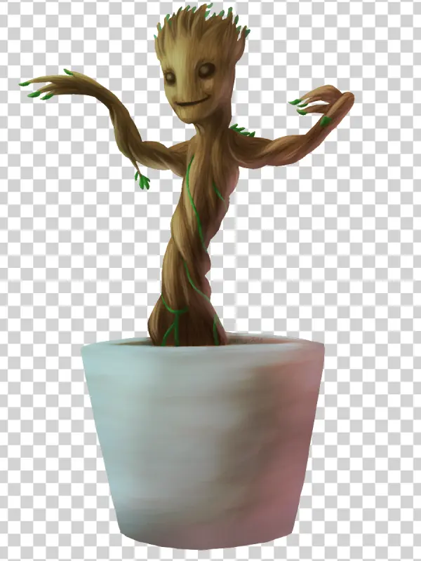 Baby Groot in Planter PNG Transparent Background