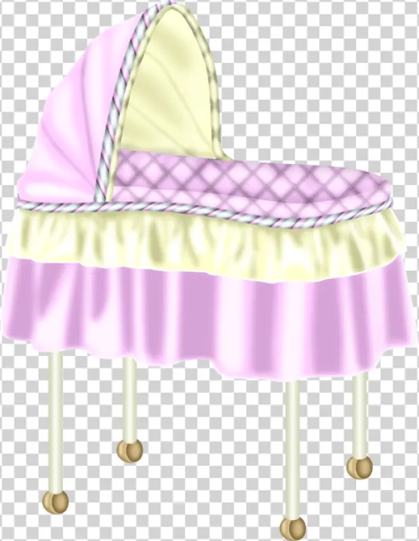 Pink Baby Bassinet with Canopy PNG Transparent
