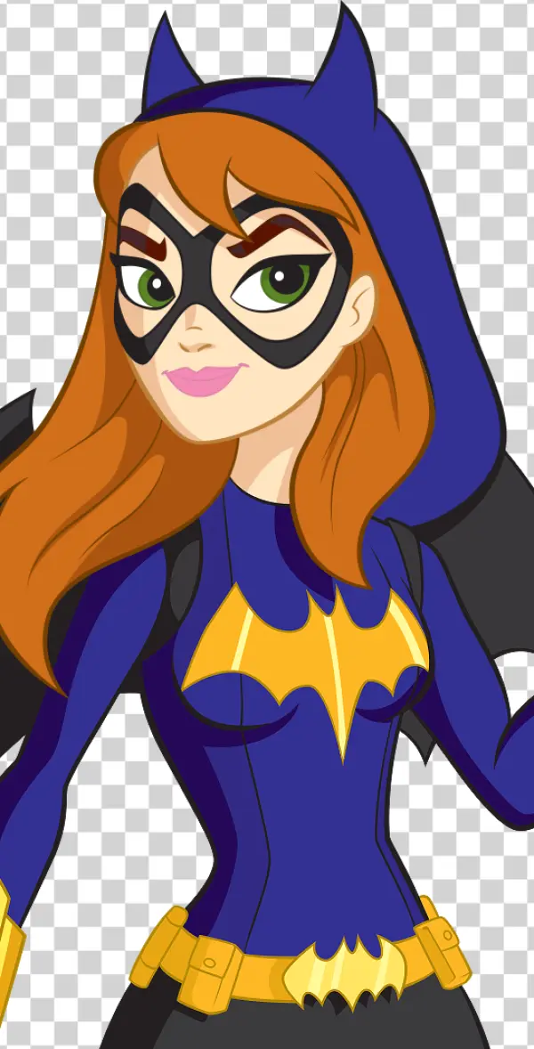 Batgirl Cartoon Character PNG Transparent Background