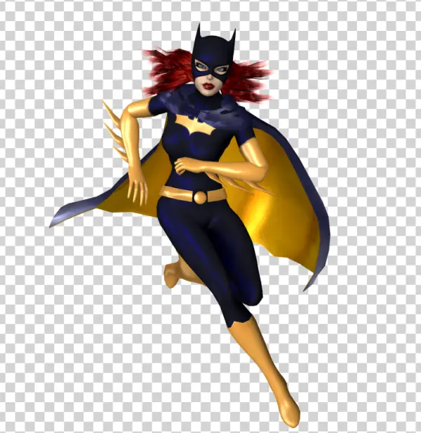 Batgirl Running Pose PNG Transparent Background