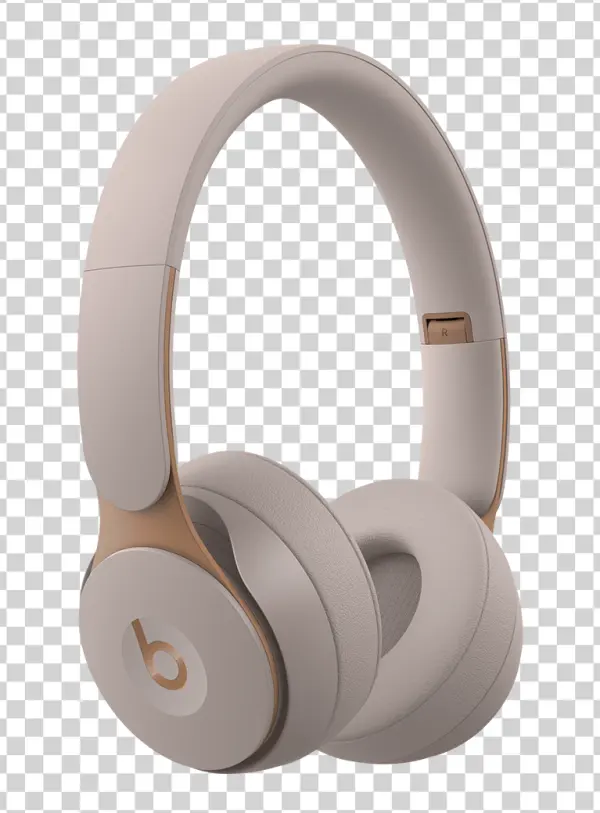 Beige Wireless Beats Headphones PNG Transparent Background