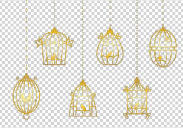 Golden Birdcages with Birds PNG Transparent Background