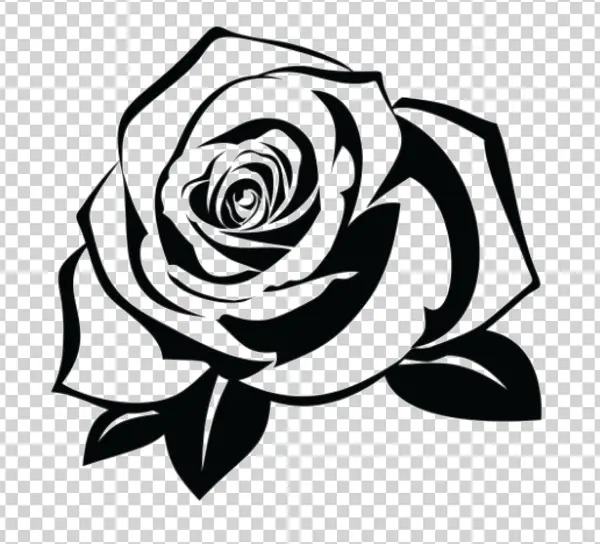 Stylized Black Rose Outline PNG