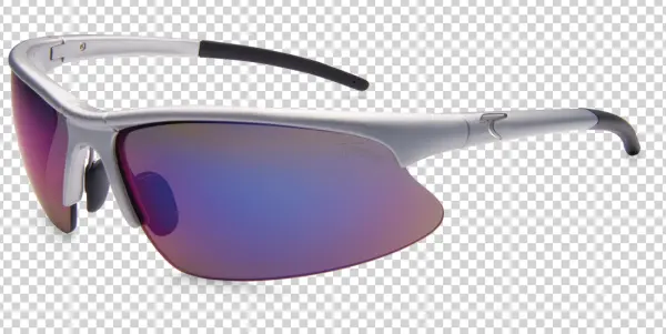 Sporty Silver Sunglasses with Purple Lenses PNG
