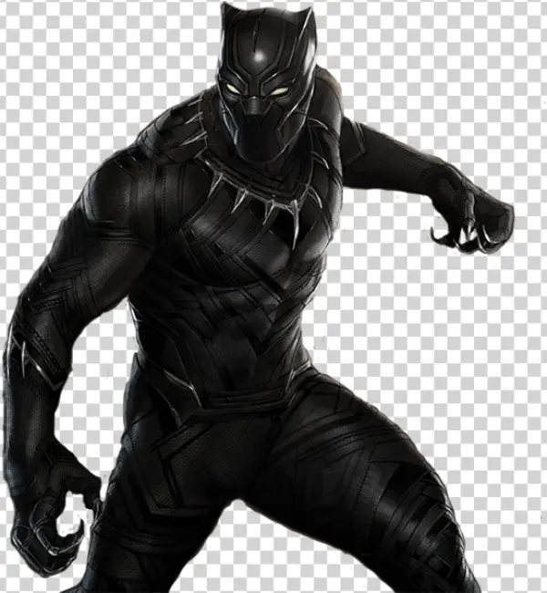 Black Panther in Action Pose PNG Transparent Background