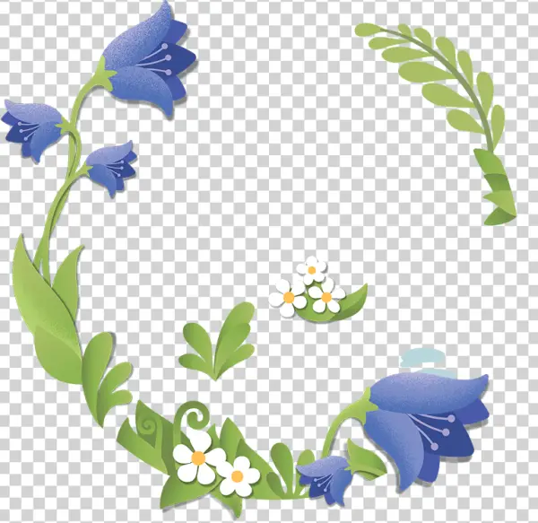 Blue Bellflower Floral Frame PNG Transparent Background