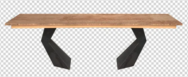 Modern Wood Dining Table with Metal Legs PNG