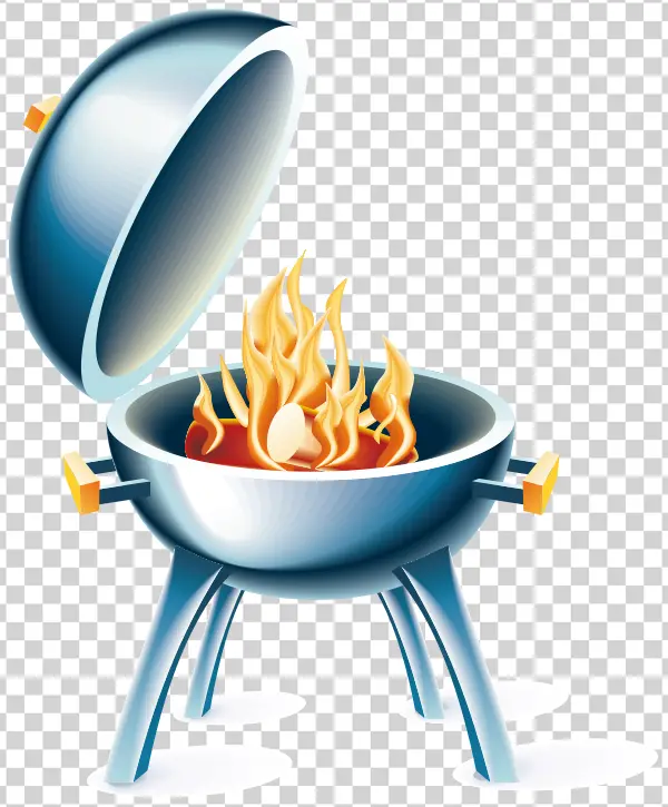 Cartoon BBQ Grill with Fire PNG Transparent