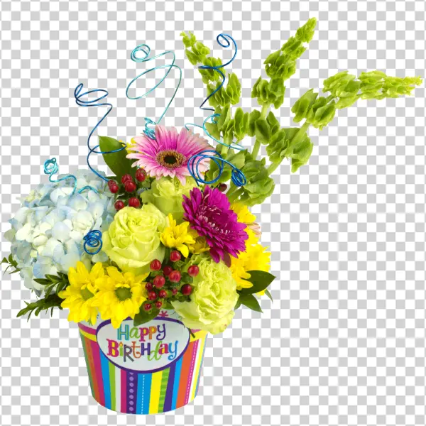Happy Birthday Flower Bouquet PNG