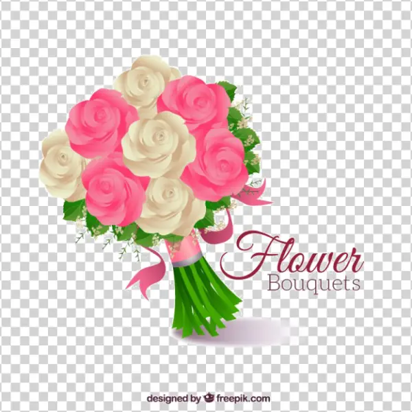 Pink and White Rose Bouquet PNG Transparent Background