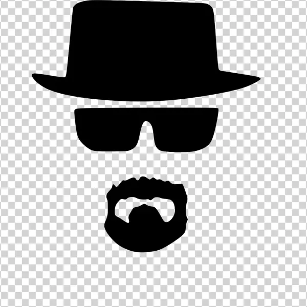 Heisenberg Hat Glasses and Beard Outline PNG
