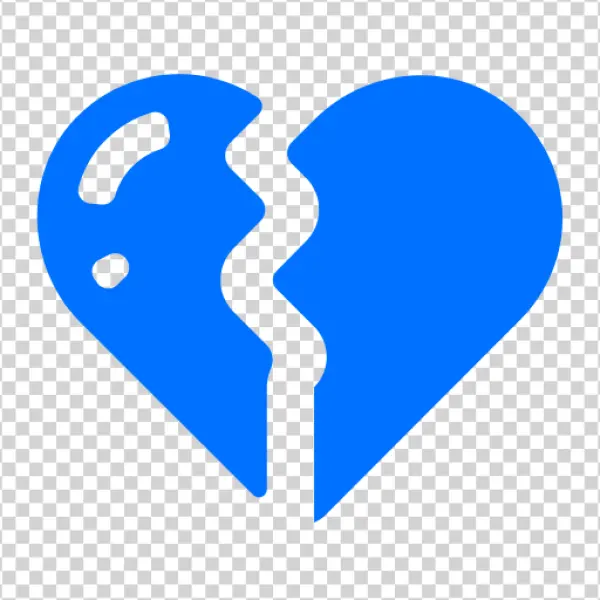 Blue Broken Heart Icon PNG Transparent Background