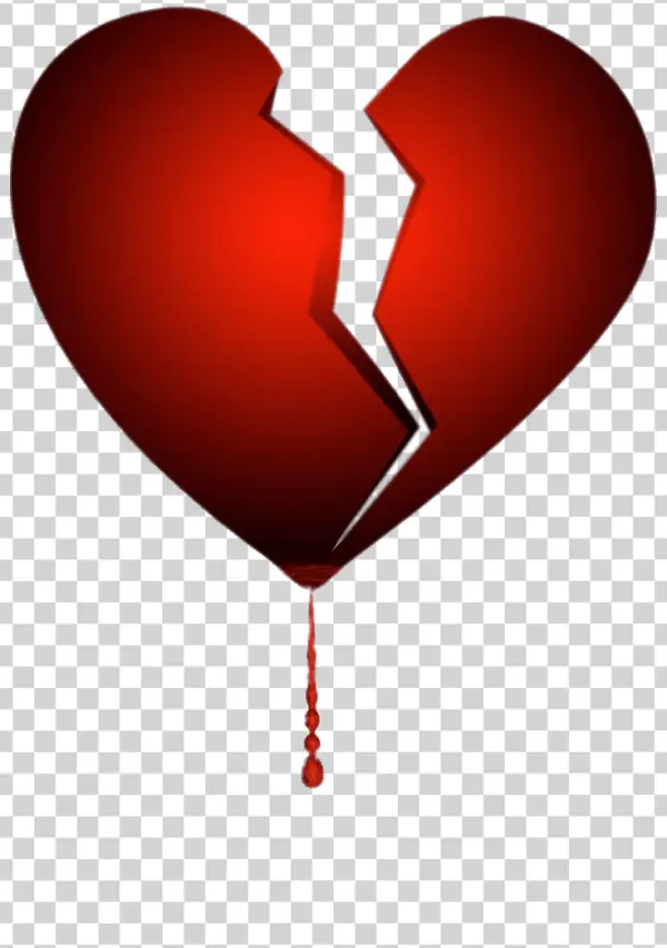 Red Broken Heart with Blood Drip PNG