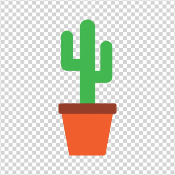 Potted Cactus Flat Icon PNG Transparent Background