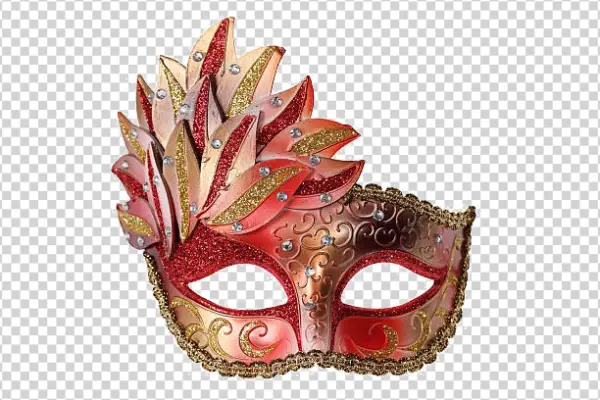 Ornate Red and Gold Masquerade Mask PNG Transparent