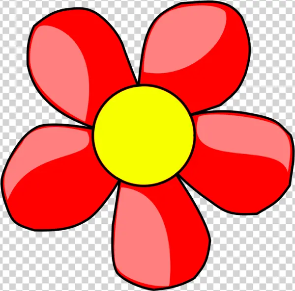 Vibrant Red Flower with Yellow Center PNG