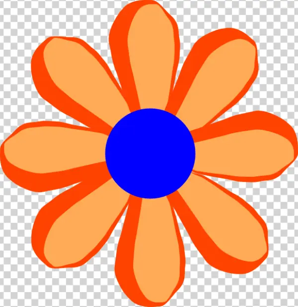 Orange and Blue Cartoon Flower PNG Transparent Background