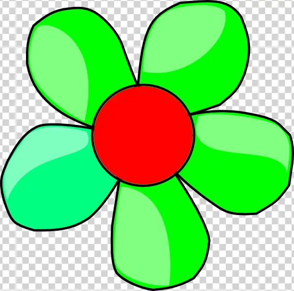 Bright Green and Red Cartoon Flower PNG Transparent Background