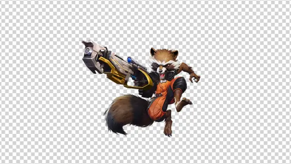 Rocket Raccoon with Blaster PNG Transparent Background