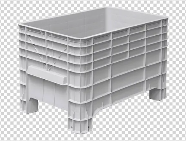 Gray Plastic Storage Crate PNG Transparent Background