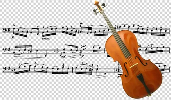 Cello and Sheet Music PNG Transparent Background