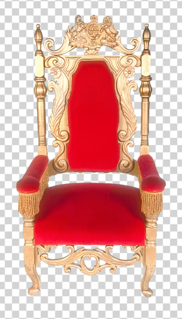 Royal Gold and Red Throne PNG Transparent Background