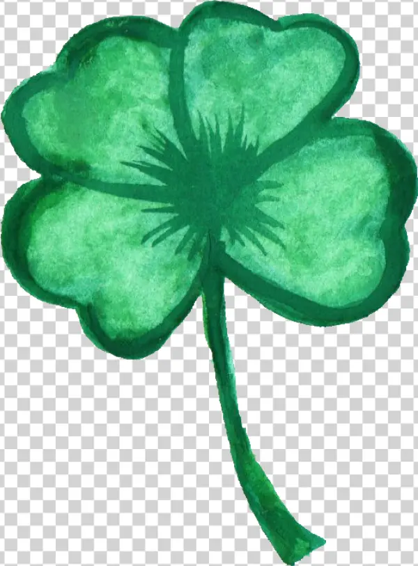 Watercolor Four Leaf Clover PNG Transparent