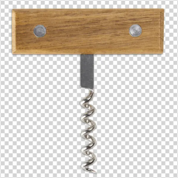Corkscrew with Wooden Handle PNG Transparent Background