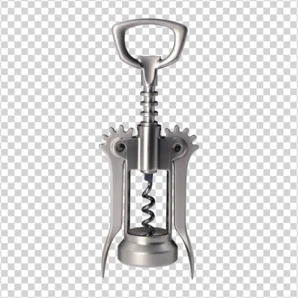 Stainless Steel Corkscrew PNG Transparent Background