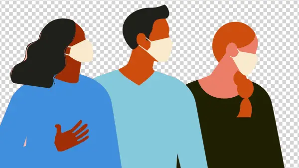 Diverse People Wearing Face Masks PNG Transparent Background