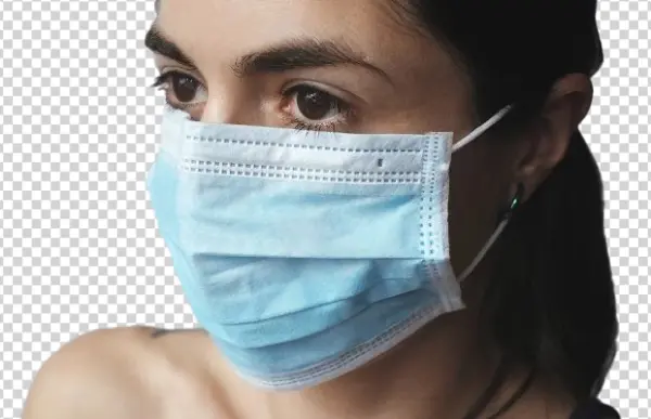 Person Wearing Blue Medical Mask PNG Transparent