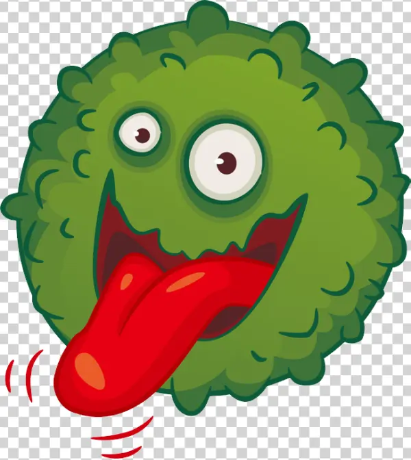 Green Fuzzy Monster with Long Tongue PNG