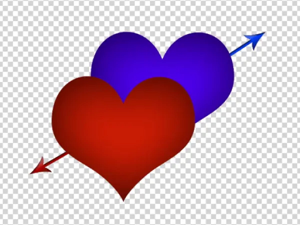 Red and Blue Hearts with Arrows PNG Transparent Background