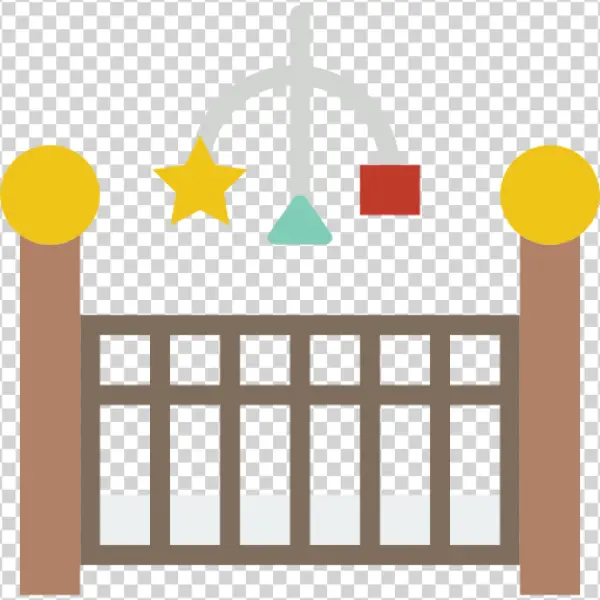 Baby Crib with Mobile PNG Transparent Background