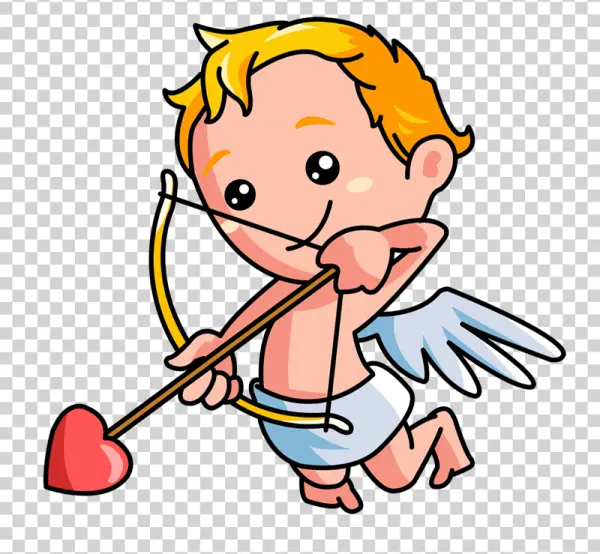 Cute Cartoon Cupid with Heart Arrow PNG