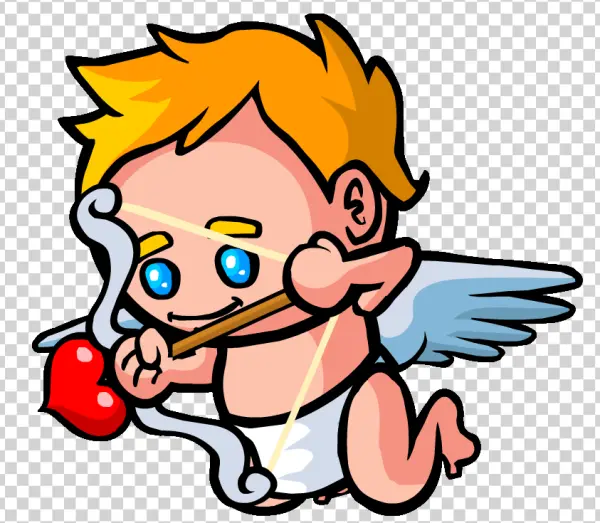 Cartoon Cupid with Heart Arrow PNG Transparent Background